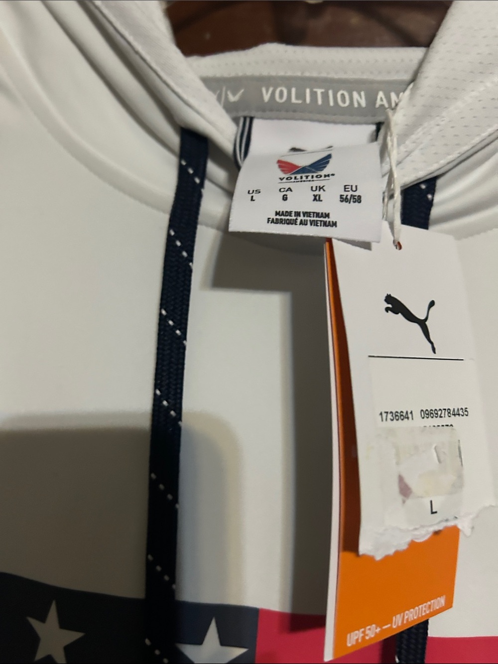 Puma White Hoodie with American Flag Graphic - Picture 8 of 12